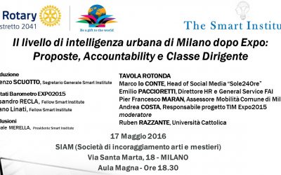 Il livello di intelligenza urbana di Milano dopo Expo: Proposte, Accountability e Classe Dirigente (17 maggio 2016)